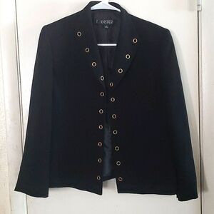 Kasper Open Front Blazer with Goldtobe Grommets Black Size 8P